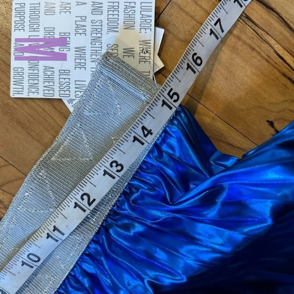 NWT Electric Blue‎ Elegant Jill LuLaRoe Metallic Accordion Pleated Skirt size M